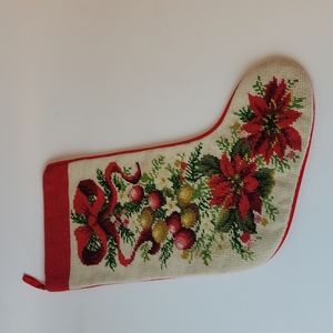 Vintage poinsettia themed Christmas Stocking